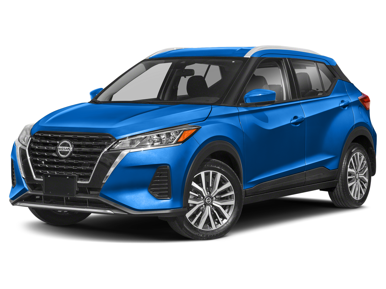 2021 Nissan Kicks SV in Electric Blue Metallic — front three-quarter view