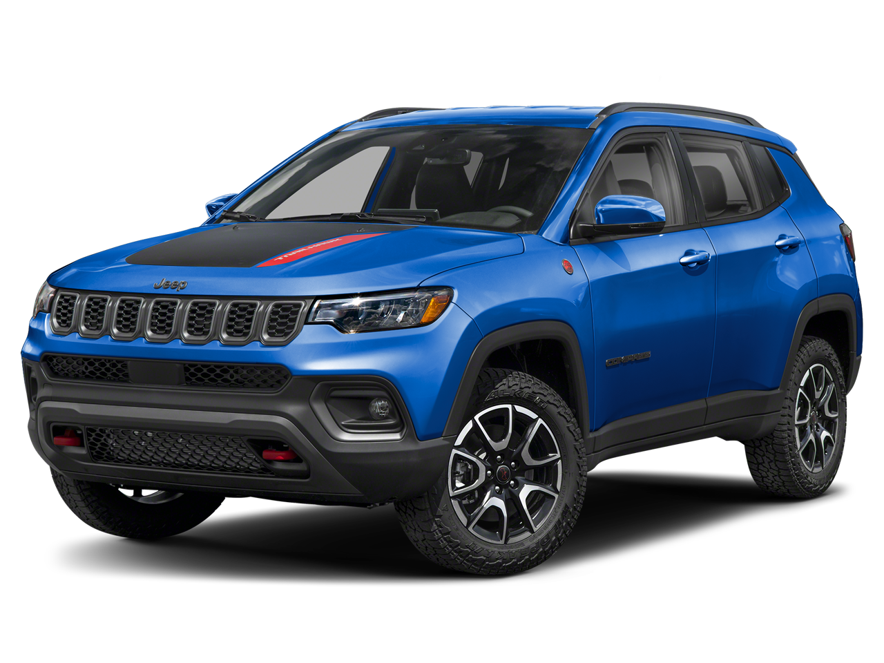2023 Jeep Compass Trailhawk 4x4 in Laser Blue Pearlcoat — front three-quarter view