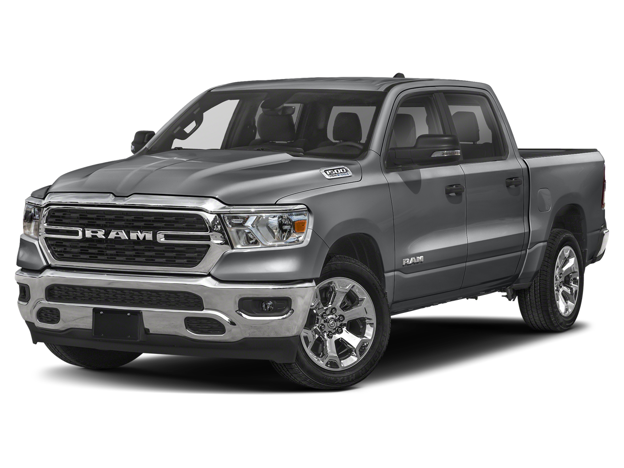 2024 RAM 1500 Big Horn Crew Cab 4x4 5'7' Box in Billet Silver Metallic Clearcoat — front three-quarter view