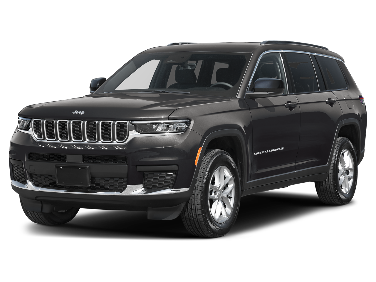 2026 Jeep Grand Cherokee GRAND CHEROKEE L SUMMIT 4X4 in Diamond Black Crystal Pearl-Coat Exterior Paint — front three-quarter view