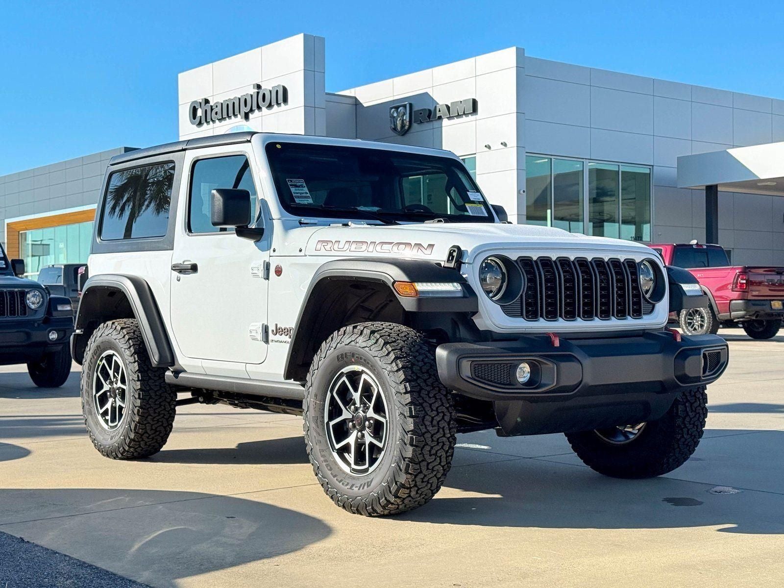 2026 Jeep Wrangler WRANGLER 2-DOOR RUBICON in Bright White Clear-Coat Exterior Paint — front three-quarter view