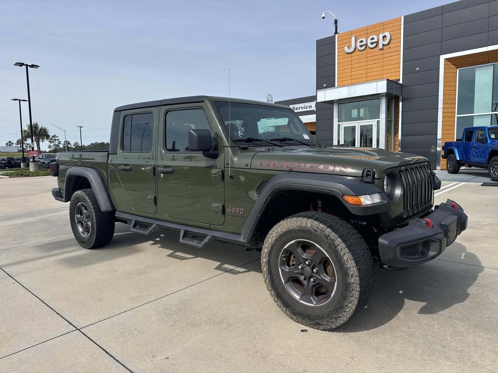 2021 Jeep Gladiator Rubicon 4x4 in Sarge Green Clearcoat — front three-quarter view