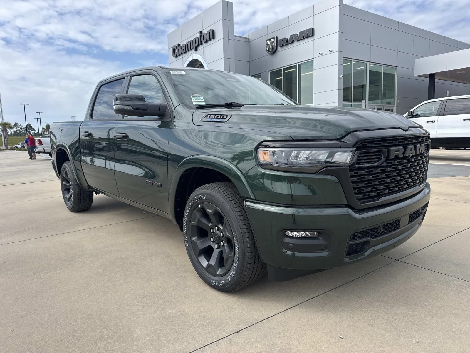 2026 RAM Ram 1500 RAM 1500 BIG HORN CREW CAB 4X2 5'7' BOX in Serrano-Green Metallic Exterior Paint — front three-quarter view
