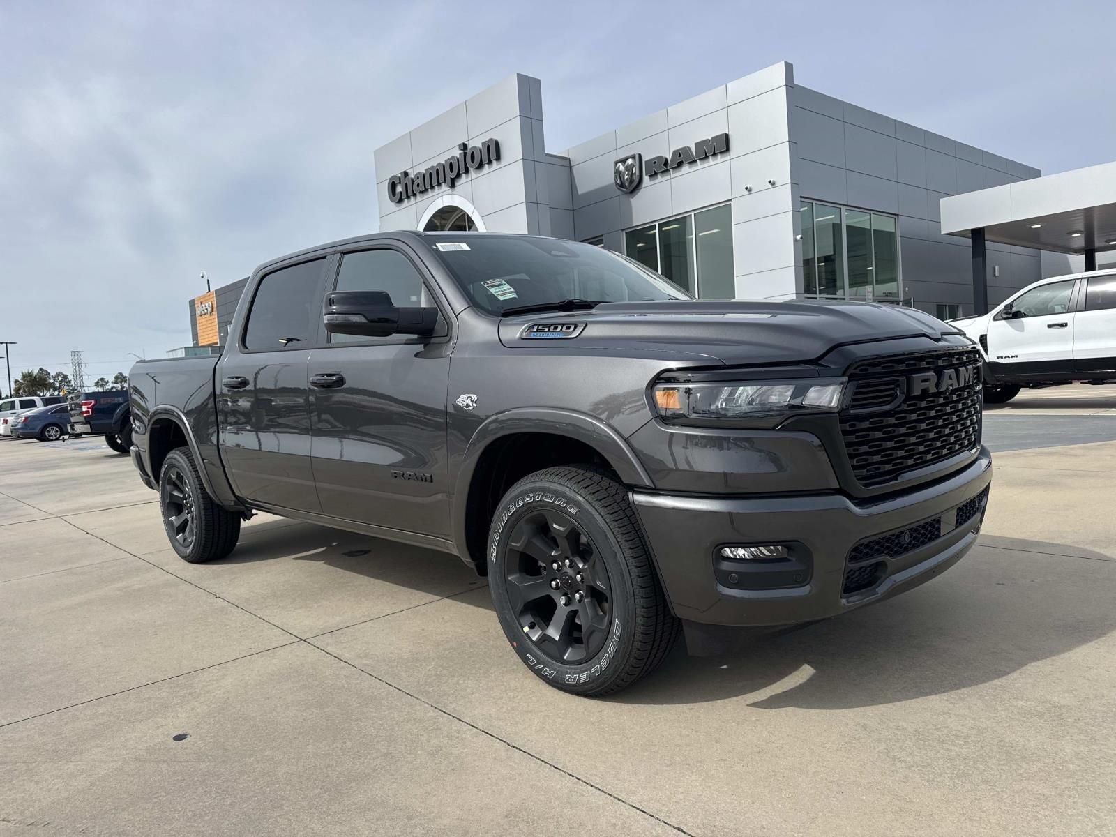 2026 RAM Ram 1500 RAM 1500 BIG HORN CREW CAB 4X2 5'7' BOX in Granite Crystal Metallic Clear-Coat Exterior Paint — front three-quarter view