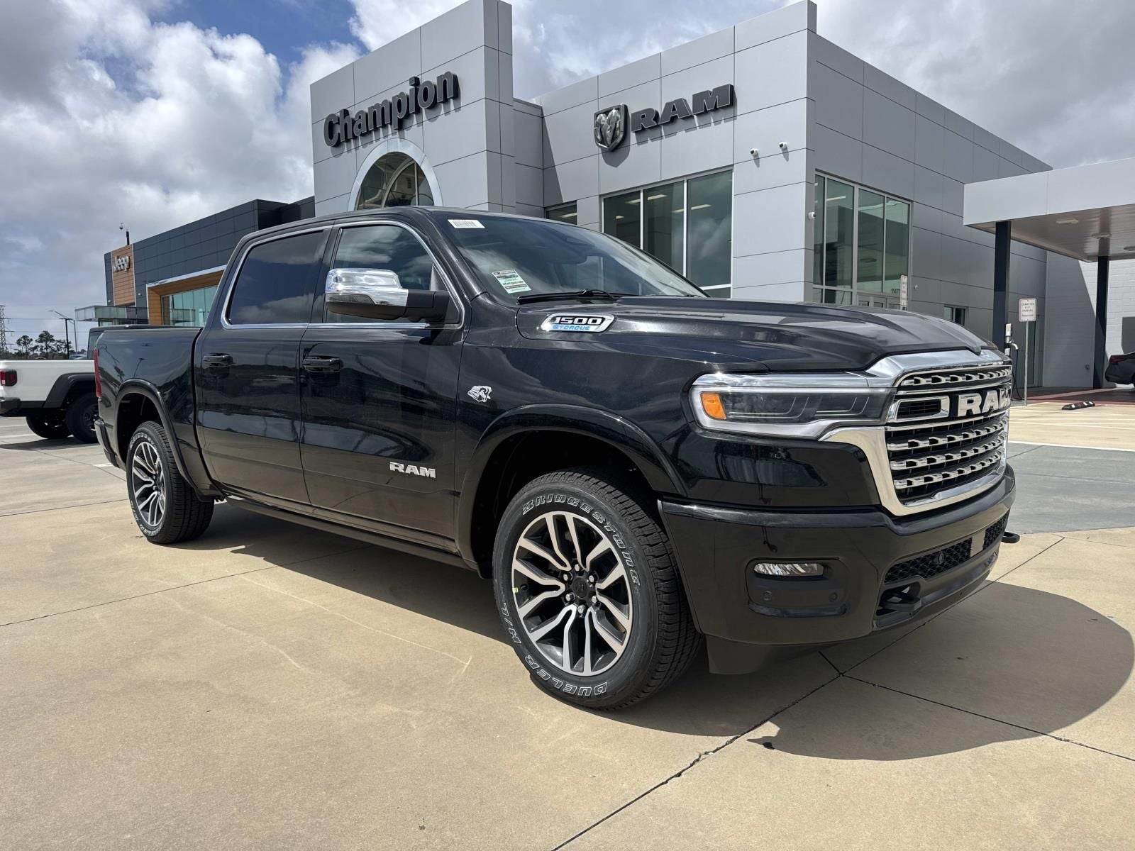 2026 RAM Ram 1500 RAM 1500 LIMITED LONGHORN CREW CAB 4X4 5'7' BOX in Diamond Black Crystal Pearl-Coat Exterior Paint — front...