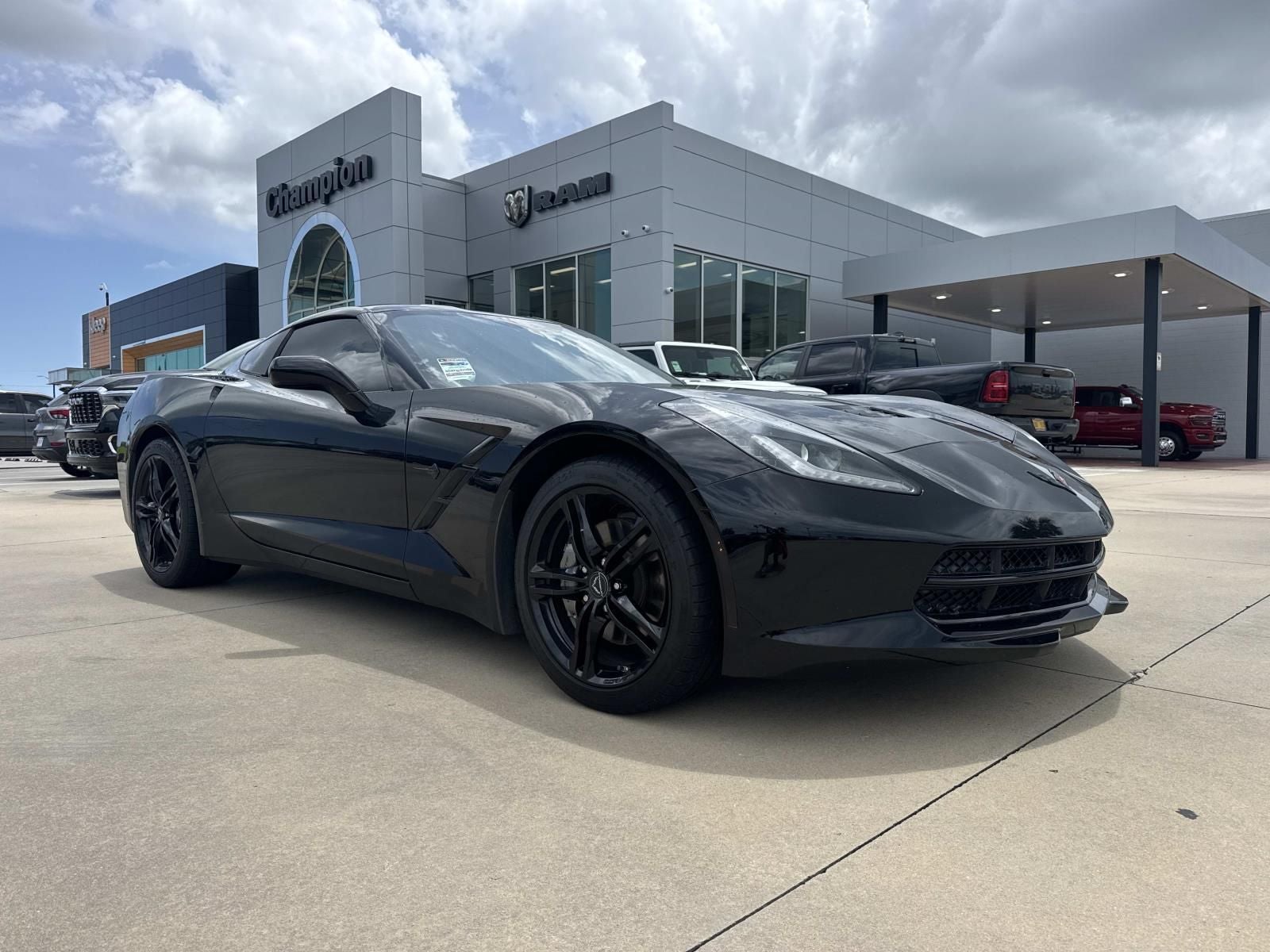 2017 Chevrolet Corvette Stingray in Black — front three-quarter view