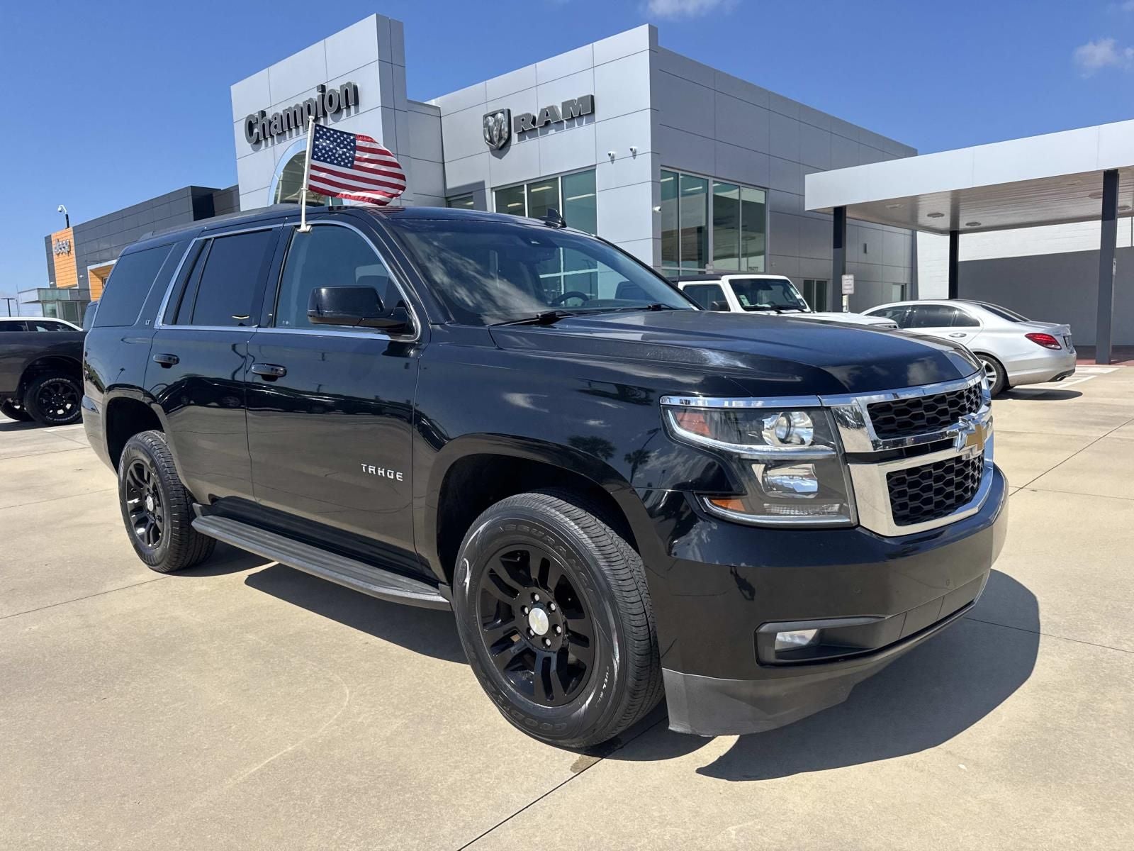 2017 Chevrolet Tahoe LT in Black — front three-quarter view