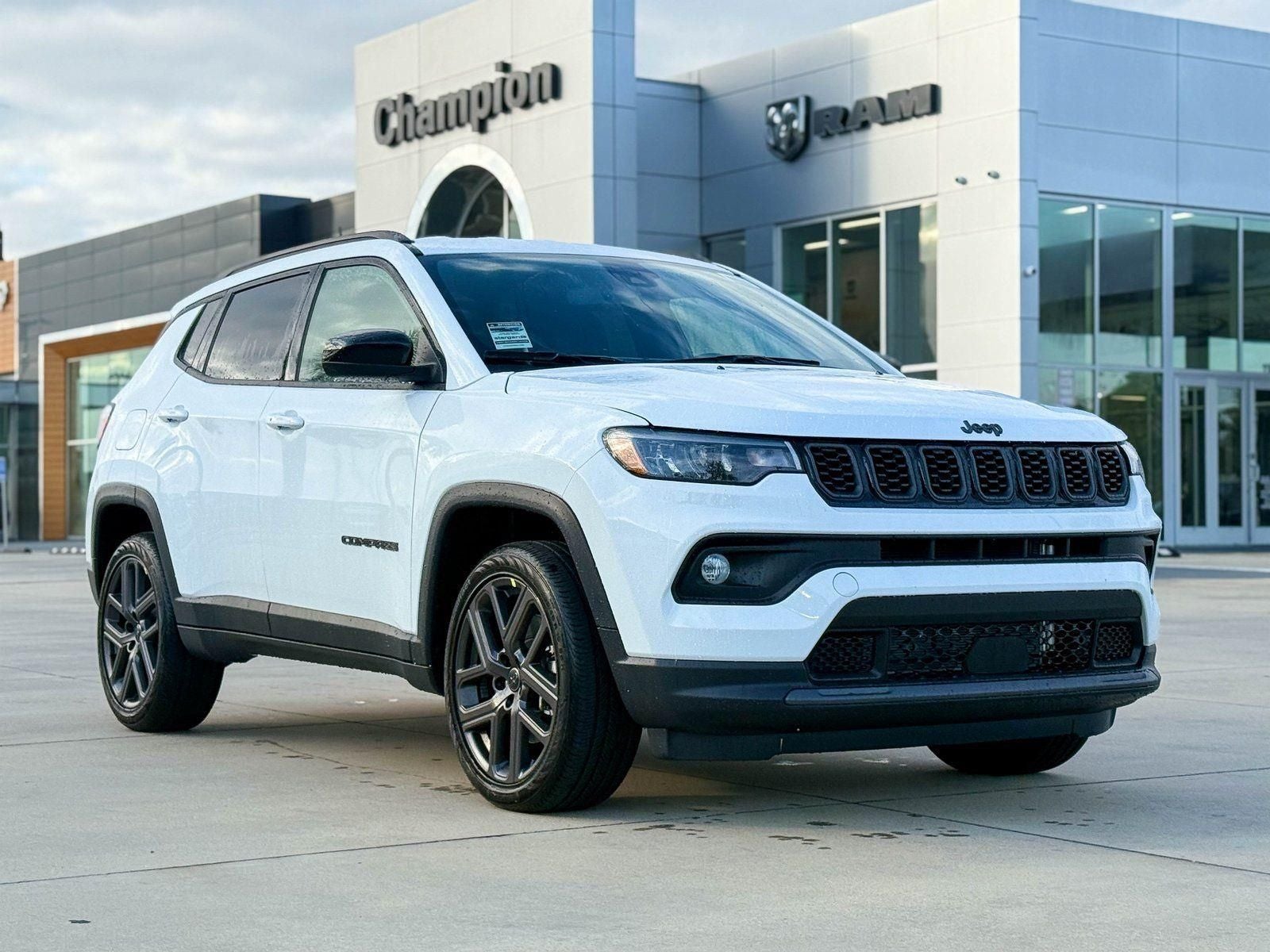 2026 Jeep Compass COMPASS LATITUDE ALTITUDE 4X4 in Bright White Clear-Coat Exterior Paint — front three-quarter view