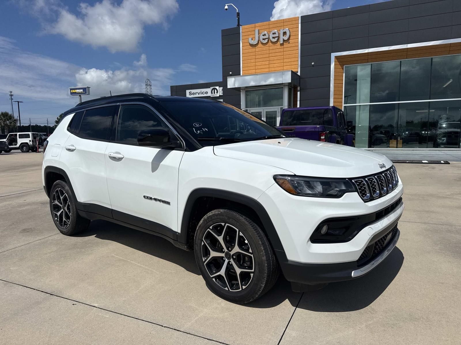 2025 Jeep Compass Limited 4x4 in Bright White Clearcoat — front three-quarter view