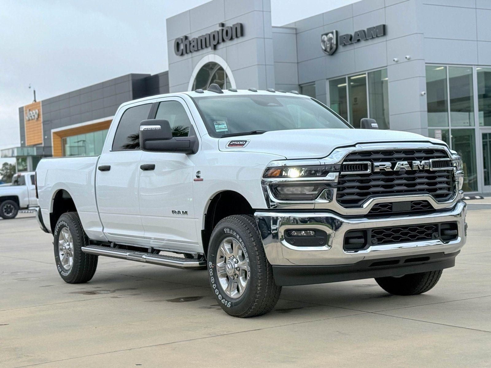2026 RAM Ram 2500 RAM 2500 BIG HORN CREW CAB 4X4 6'4' BOX in Bright White Clear-Coat Exterior Paint — front three-quarter view