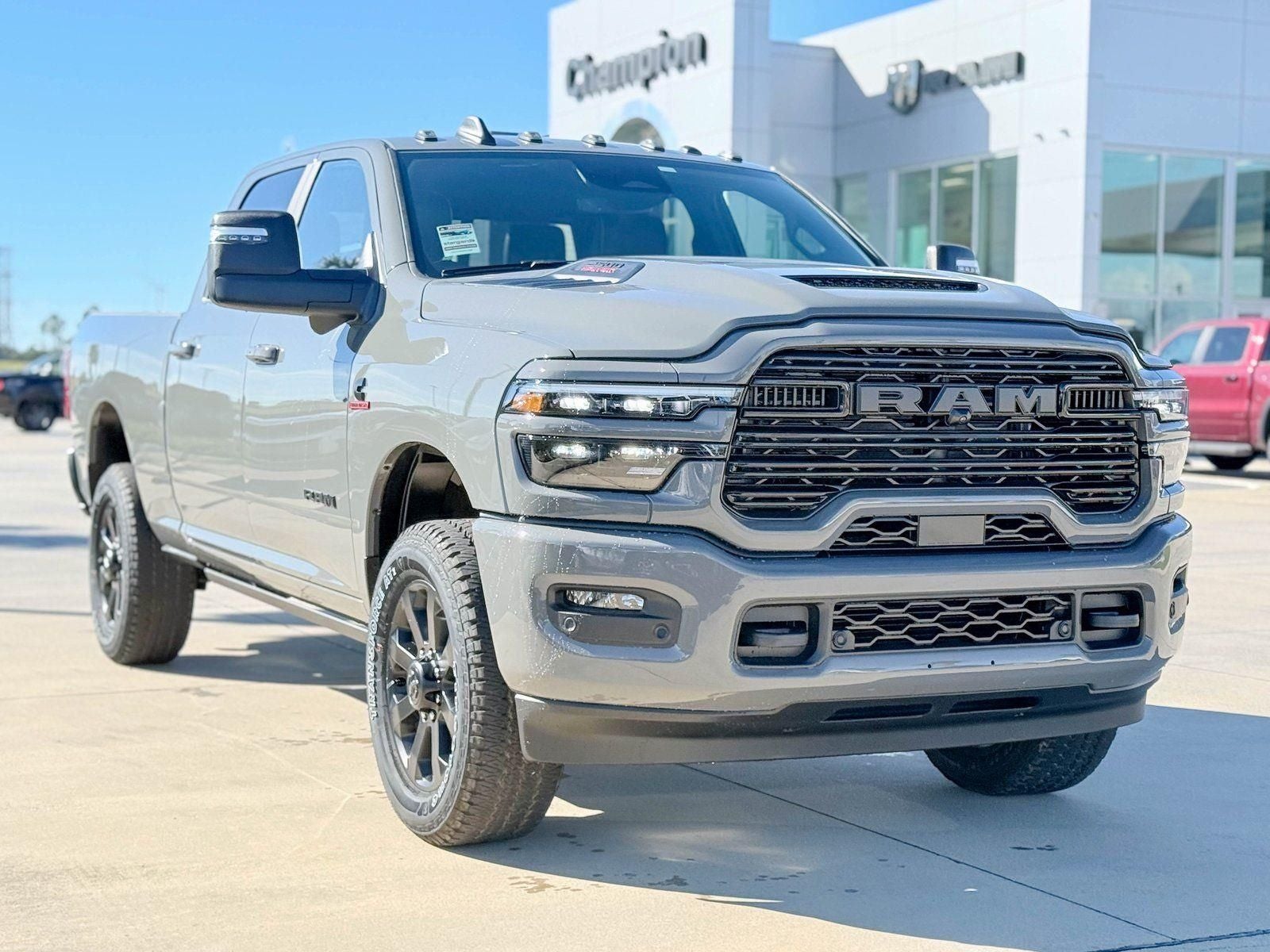 2026 RAM Ram 2500 RAM 2500 LARAMIE CREW CAB 4X4 6'4' BOX in Ceramic Gray Clear-Coat Exterior Paint — front three-quarter view