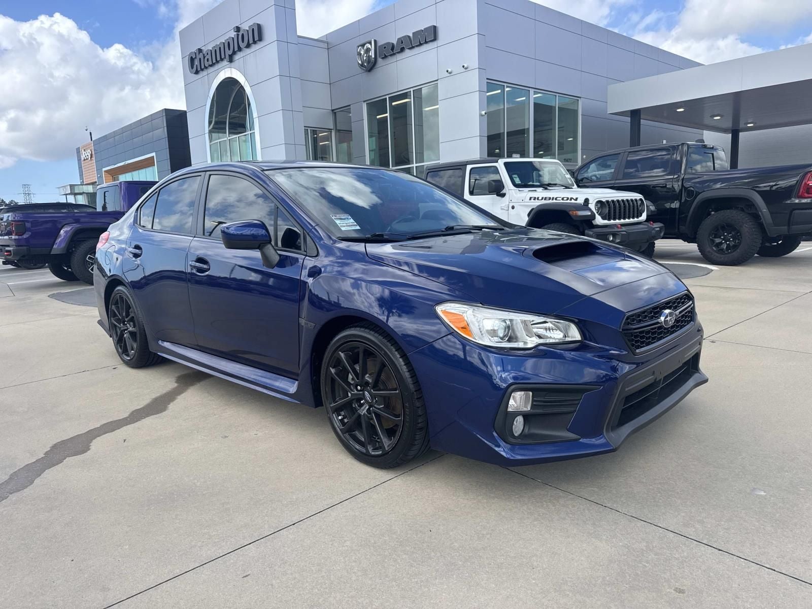 2020 Subaru WRX Premium in Lapis Blue Pearl — front three-quarter view